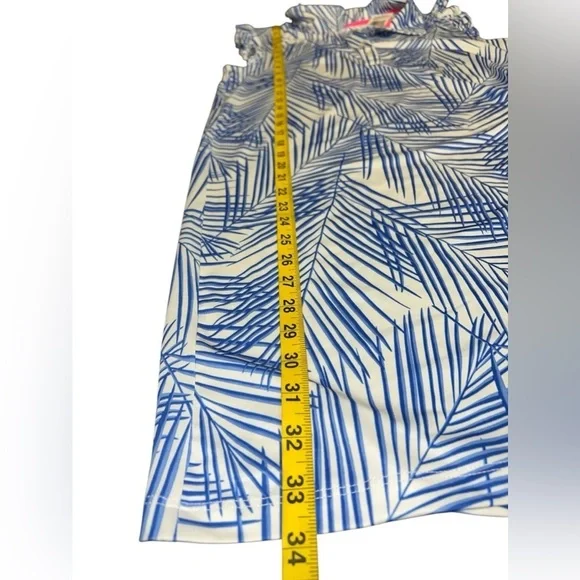 Vineyard Vines Blue Palm Print Sleeveless Ruffle Performance Dress Womens XS NWT - Picture 5 of 6